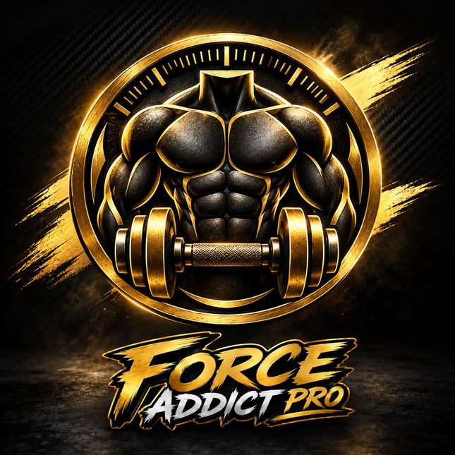 Emblème sportif noir et or pour bilan coaching complet 60 min - Force Addict Pro