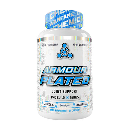 Chemical Warfare Armour Plated 90 capsules, flacon blanc et bleu, vue de face
