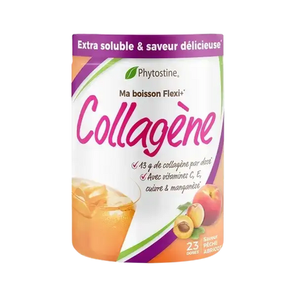Complément Collagène Phytostine 345g – Saveur Pêche Abricot – 13g de collagène par dose avec vitamines C, E, cuivre et manganèse