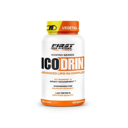ICO DRIN 2.0 - First Iron Systems | Brûleur de graisse thermogénique avec caféine, thé vert et L-Carnitine pour optimiser la perte de poids et la combustion des graisses.