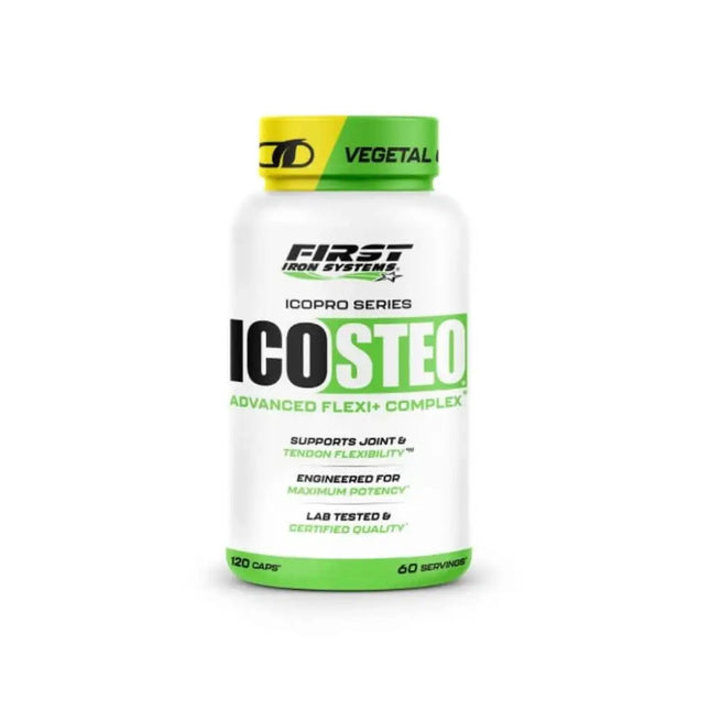 ICO STEO 2.0 - First Iron Systems | Complément alimentaire pour la flexibilité articulaire et le confort des tendons. Formule enrichie en glucosamine, chondroïtine et curcuma.