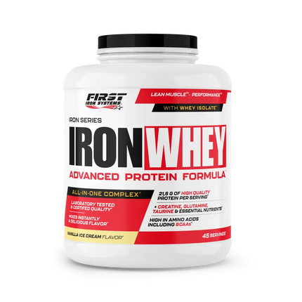 Pot de plastique blanc iron whey 1500g whe protéine tout-en-un filtrés à basse température vanille ice cream