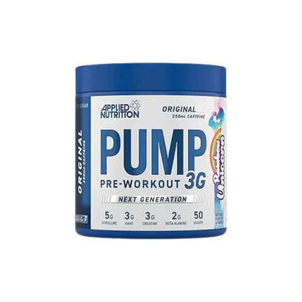 Boîte de Pump 3G Rainbow Unicorn Applied Nutrition – Pré-workout avec caféine, citrulline, AAKG et bêta-alanine