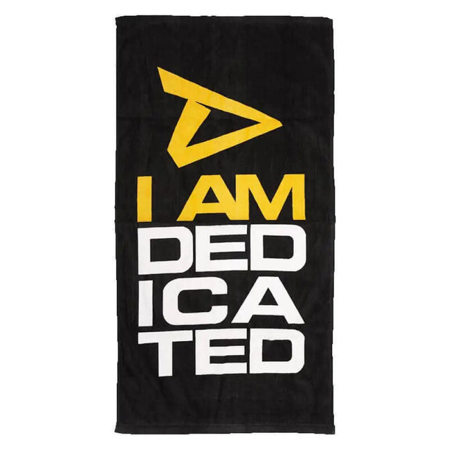 Serviette de sport Dedicated 50x100 cm – coton noir logo jaune
